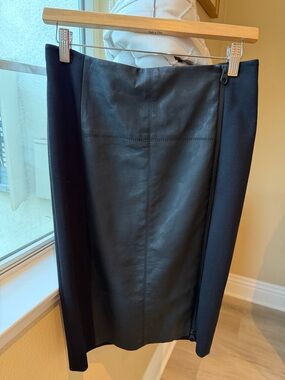 Bloomingdale's Black Leather-Panel Pencil Skirt